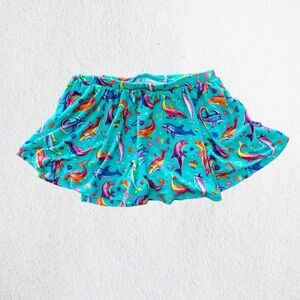 Posh Peanut Aqua Dolphin Lisa Frank Print Skort 3/4